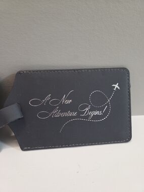 2 For $10 NWT 2 Gray A New Adventure Begins Luggage Tag Set Travel Suitcase Bag